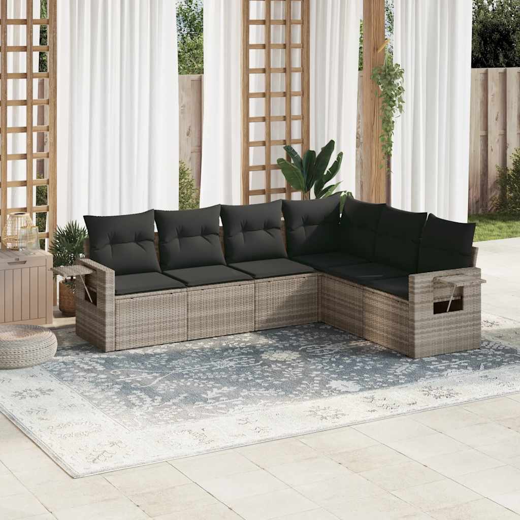 Set Salotto da Giardino 6 pz Polyrattan Grigio Chiaro