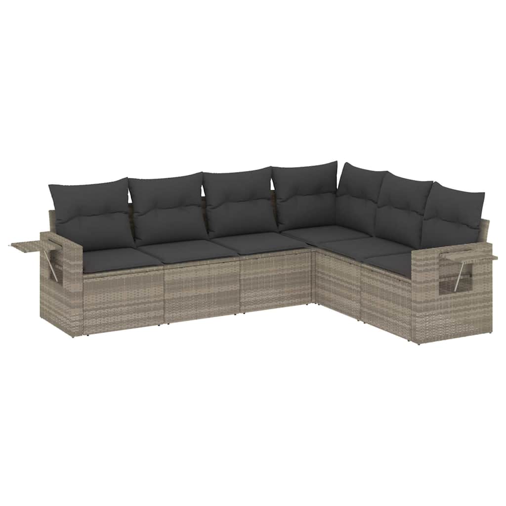 Set Salotto da Giardino 6 pz Polyrattan Grigio Chiaro