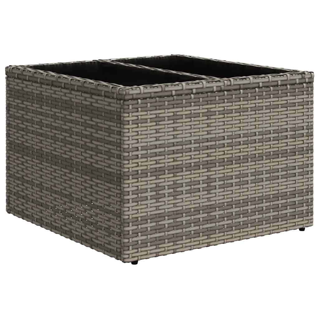 Salotto da giardino grigio in rattan PE, 7 pezzi con tavolino