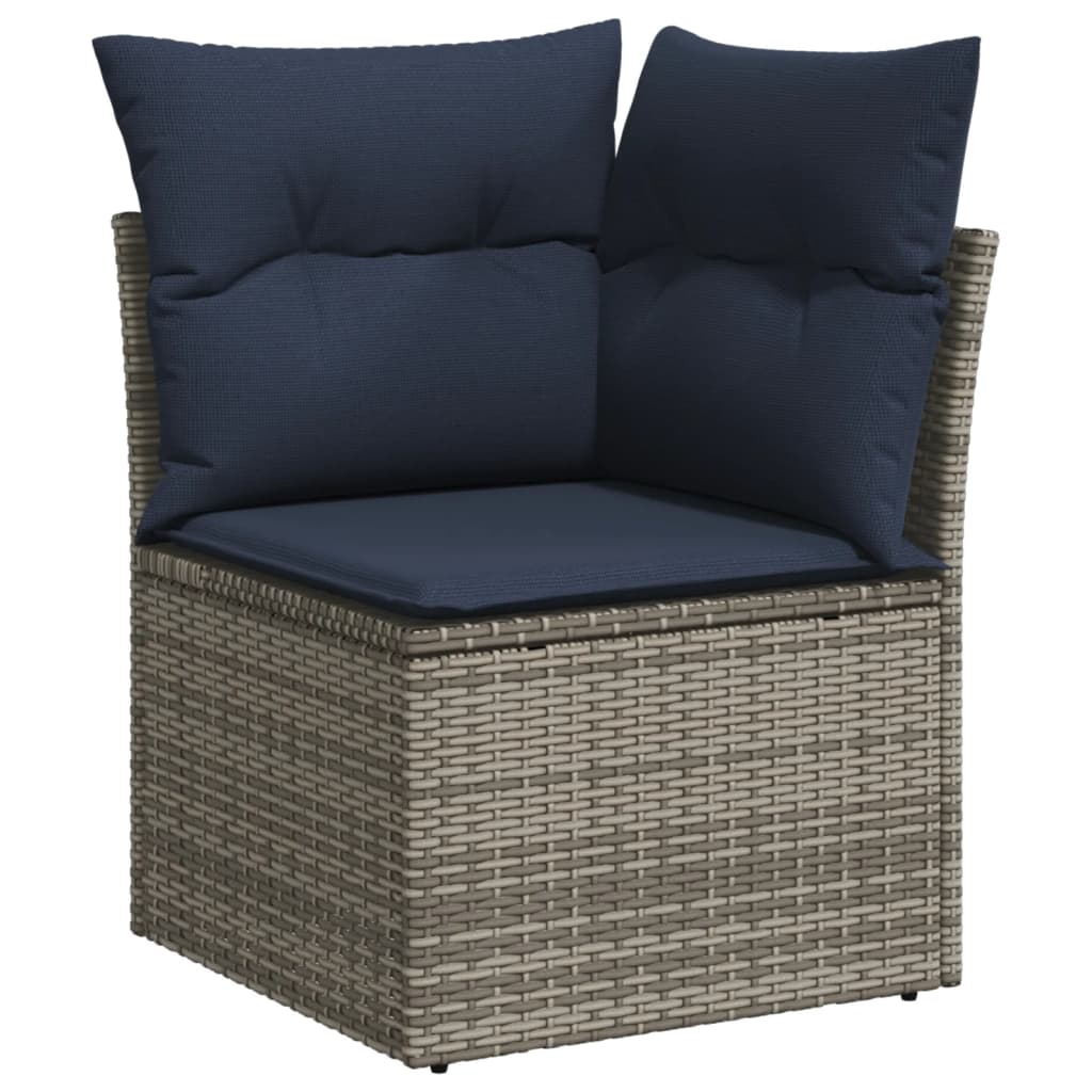 Set Divani da Giardino 6 pz con Cuscini Grigio in Polyrattan
