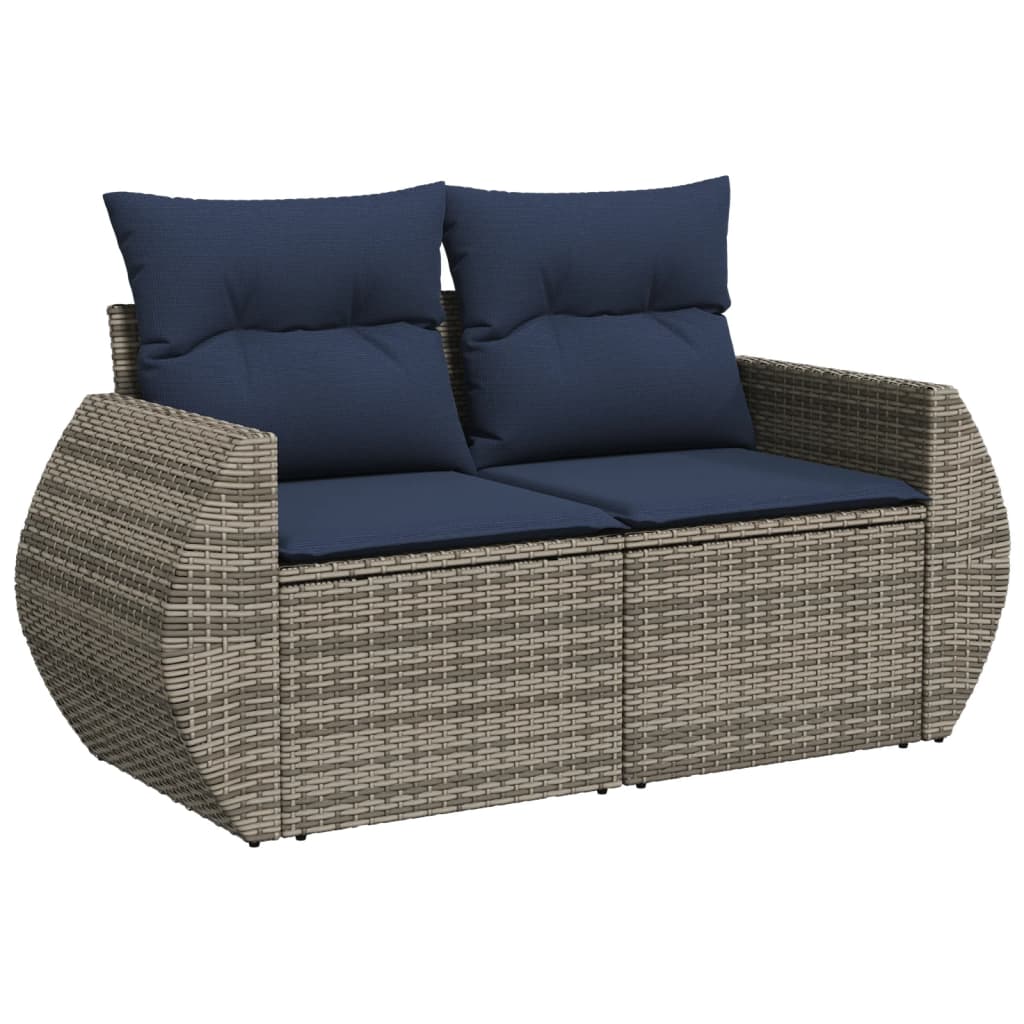Set Divani da Giardino 6 pz con Cuscini Grigio in Polyrattan