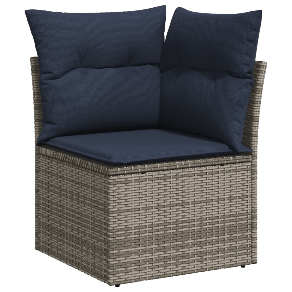 Set Divani da Giardino 7 pz con Cuscini Grigio in Polyrattan
