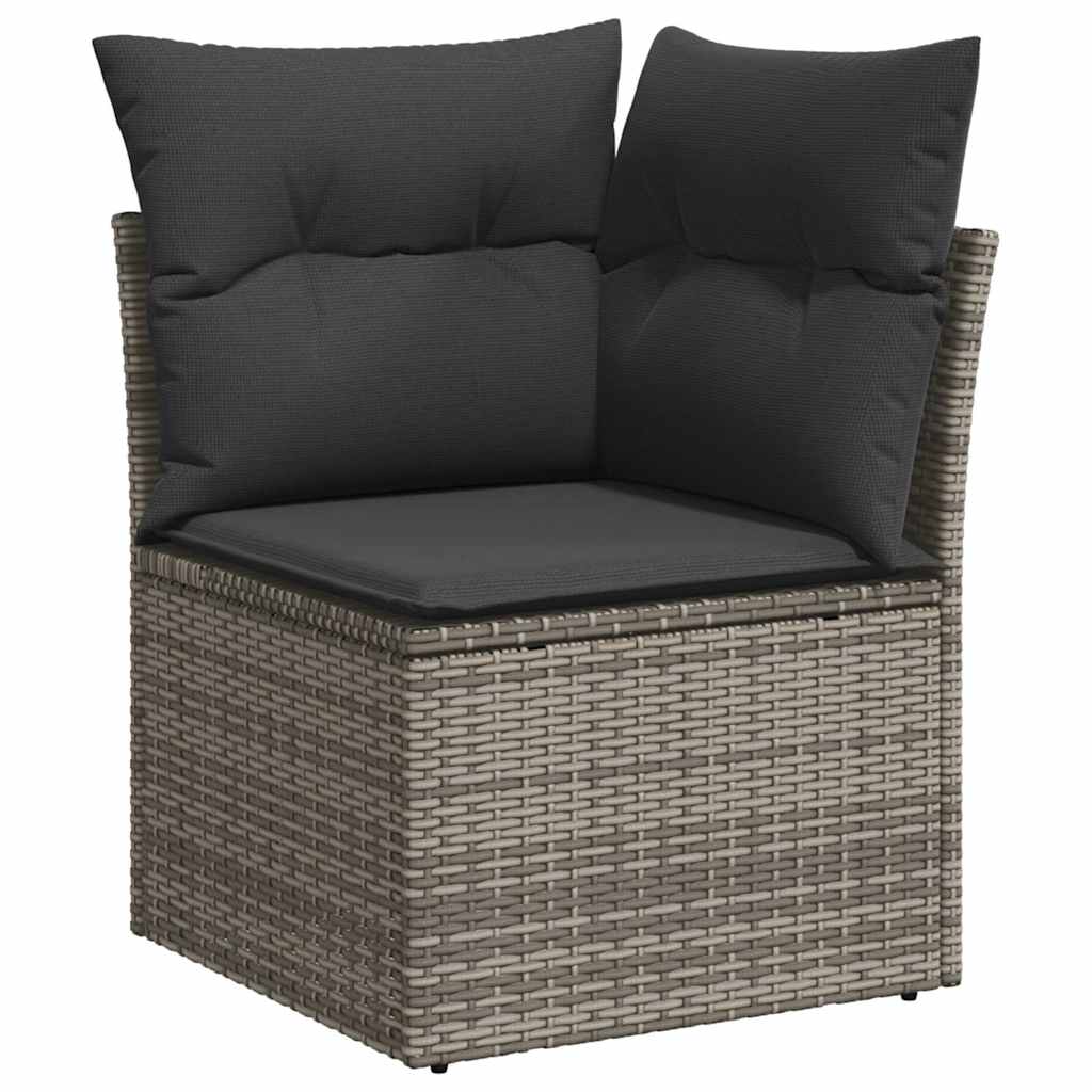 Set Divani da Giardino 7pz con Cuscini Grigio Chiaro Polyrattan