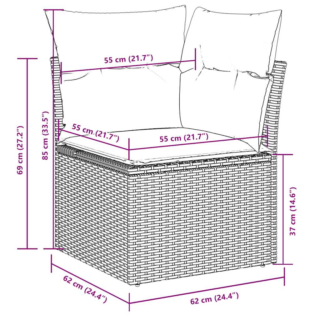 Set Divano da Giardino 6 pz Grigio Chiaro Polyrattan