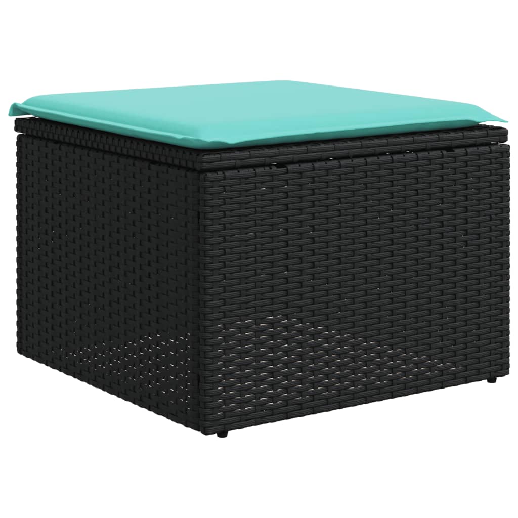 Set Divani da Giardino 6 pz con Cuscini Nero in Polyrattan