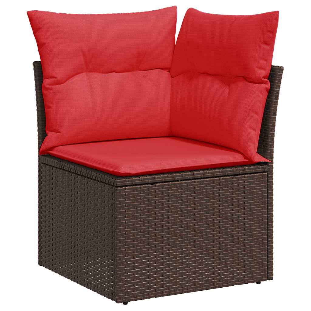 Set Divani da Giardino 7 pz in Rattan PE Marrone con Cuscini
