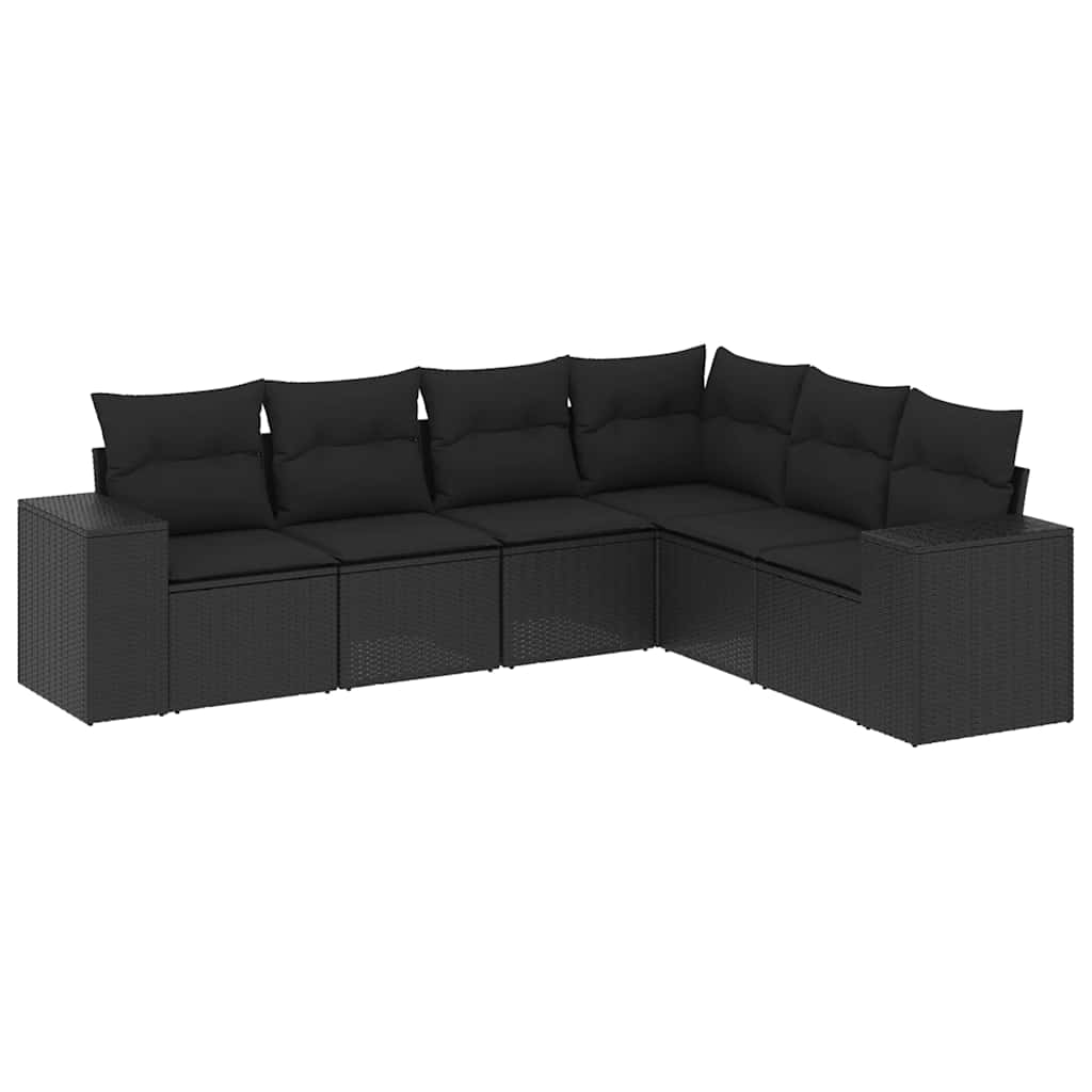 Salotto da giardino 6 pz nero in polyrattan con cuscini 4