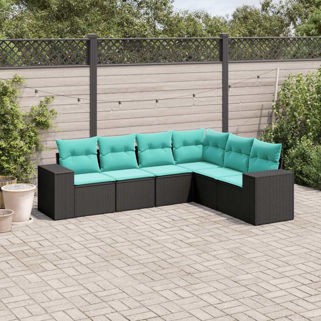 Set Divani da Giardino Modulari 6 pz in Rattan PE Nero