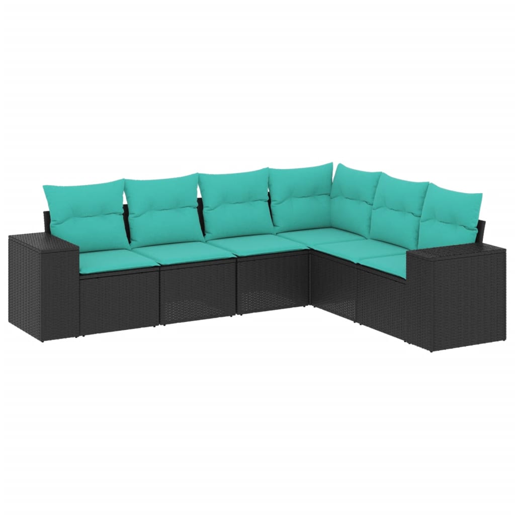 Set Divani da Giardino Modulari 6 pz in Rattan PE Nero