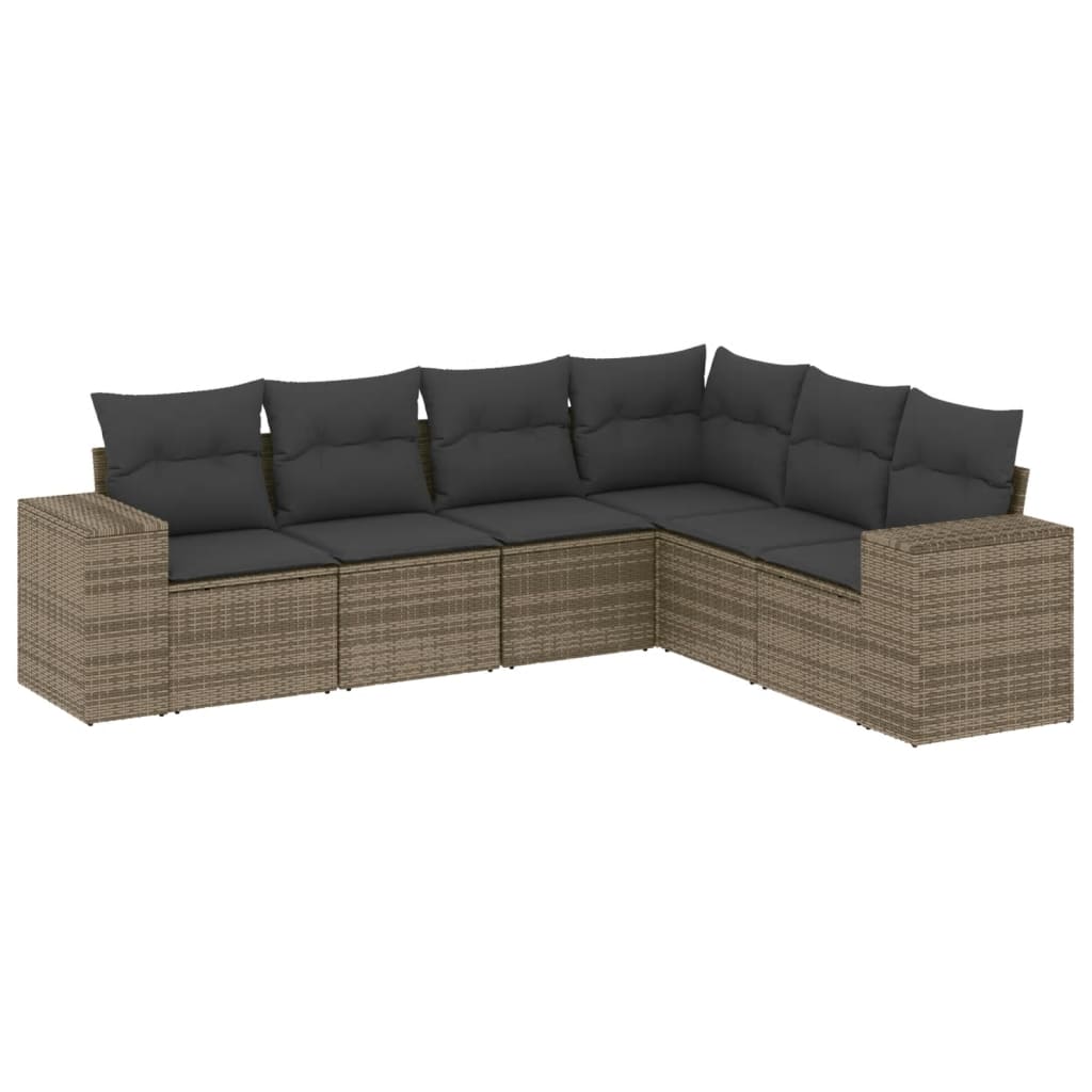 Salotto da giardino grigio in polyrattan, 6 pezzi con cuscini 2