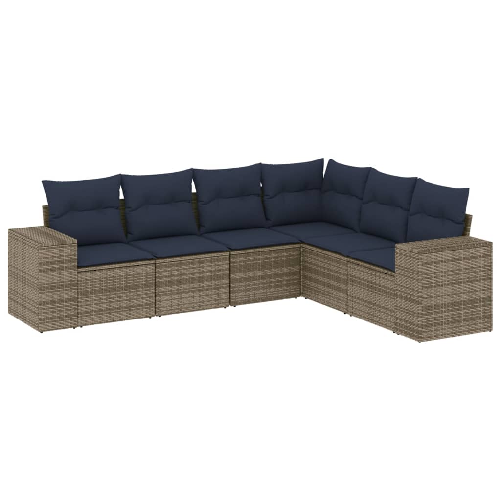 Salotto da Giardino 6 pz in Polyrattan Grigio con Cuscini 5