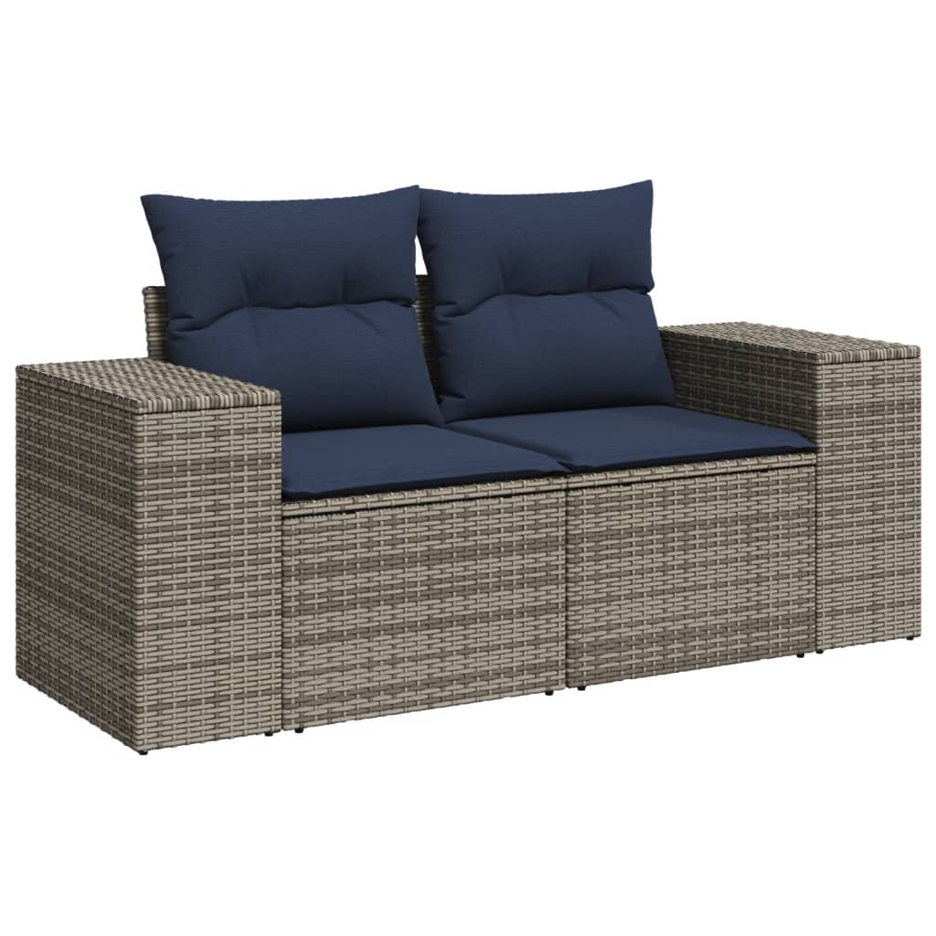 Salotto da Giardino 6 pz in Polyrattan Grigio con Cuscini 5