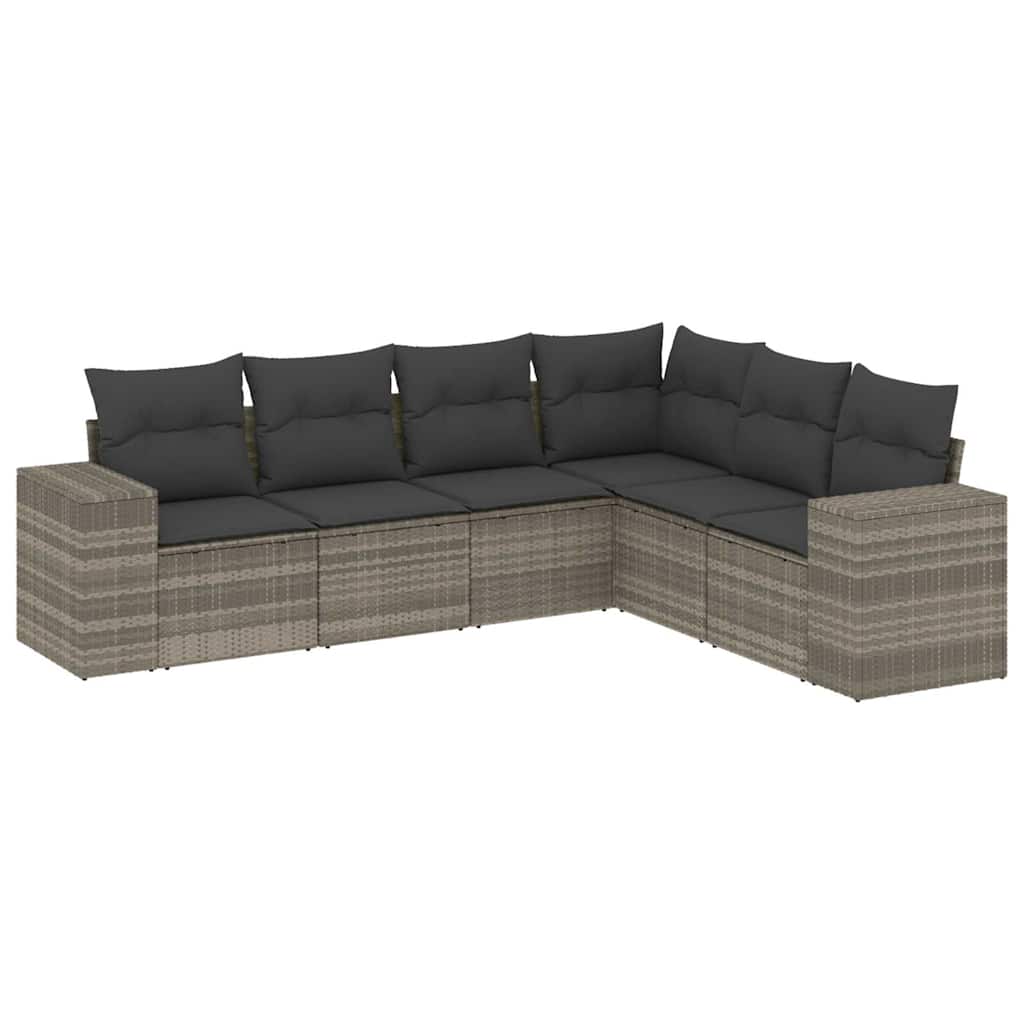 Salotto da giardino 6 pz in polyrattan grigio chiaro con cuscini 2