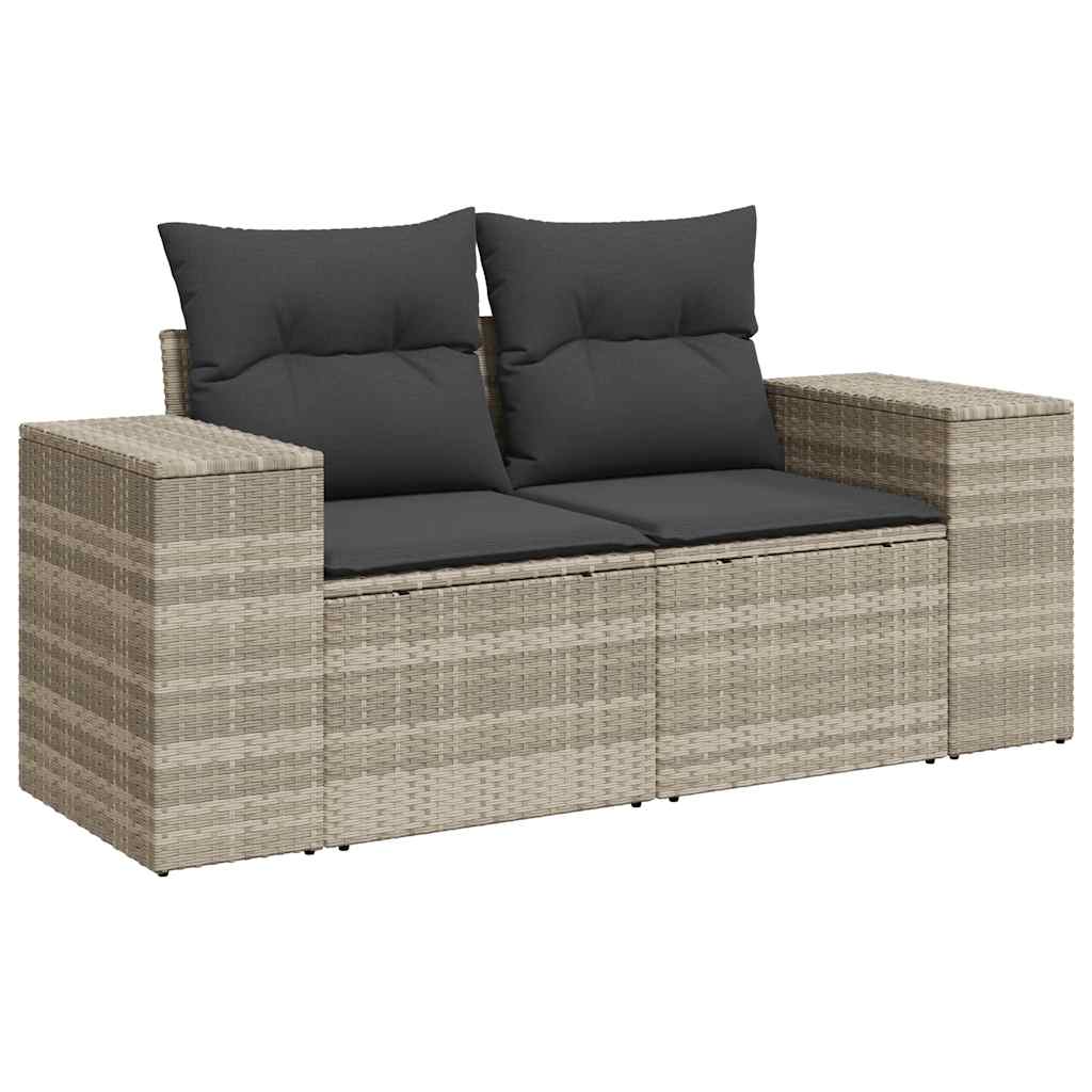Salotto da giardino 6 pz in polyrattan grigio chiaro con cuscini 2
