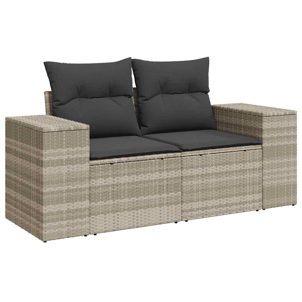 Salotto da Giardino 7 pz in Rattan PE Grigio Chiaro con Tavolo