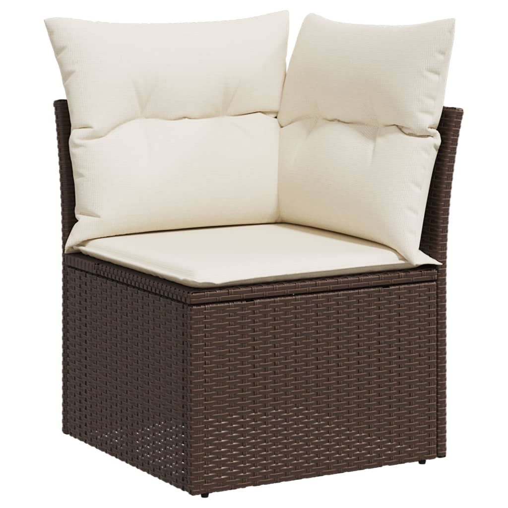 Salotto da giardino 7 pz in polyrattan marrone con cuscini 3