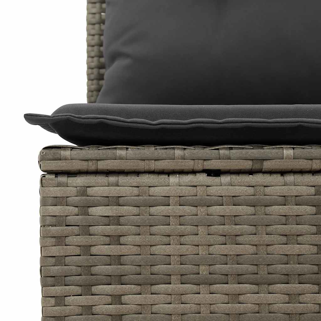 Salotto da giardino 6 pz in rattan PE con cuscini grigi