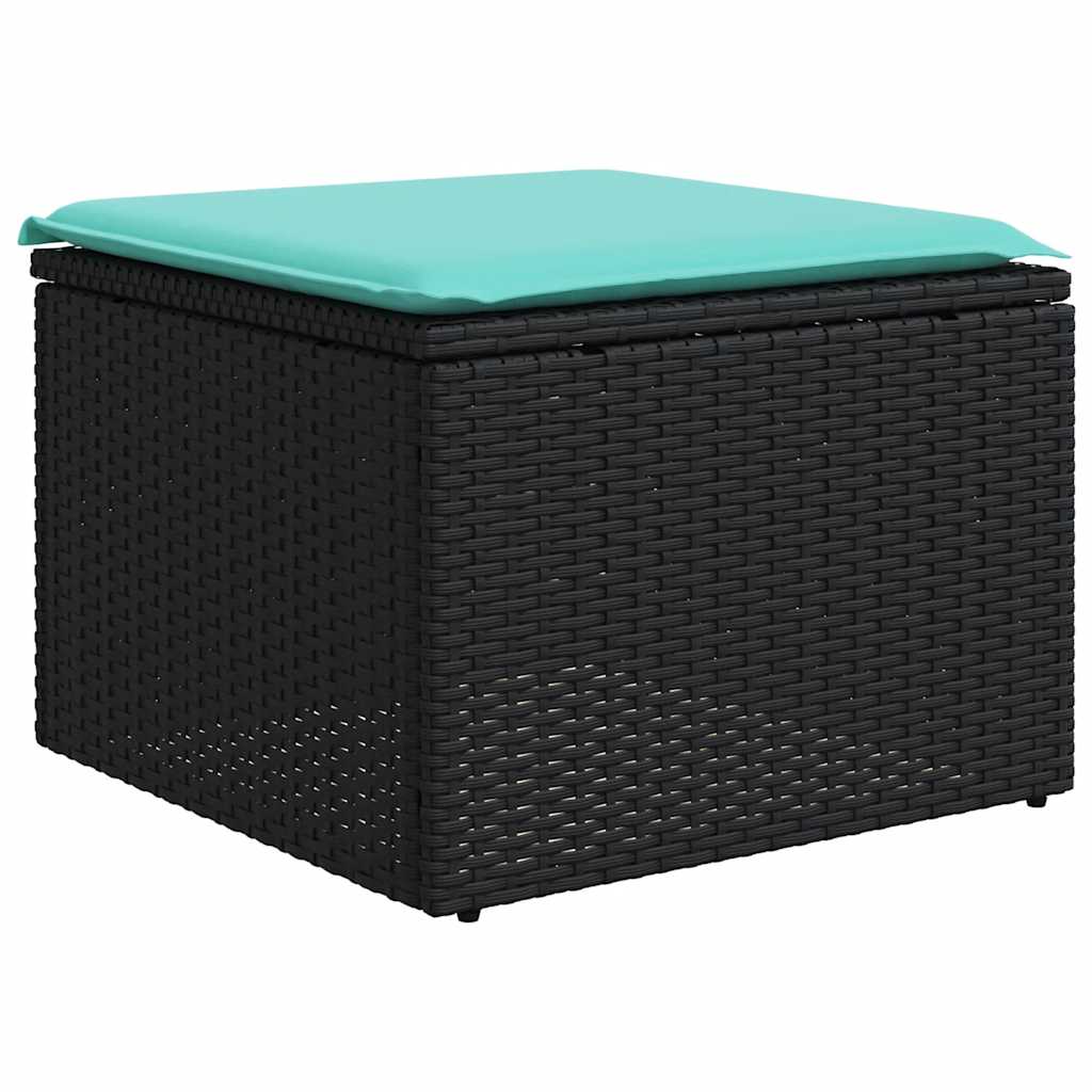 Set Divani da Giardino 6 pz con Cuscini Nero in Polyrattan