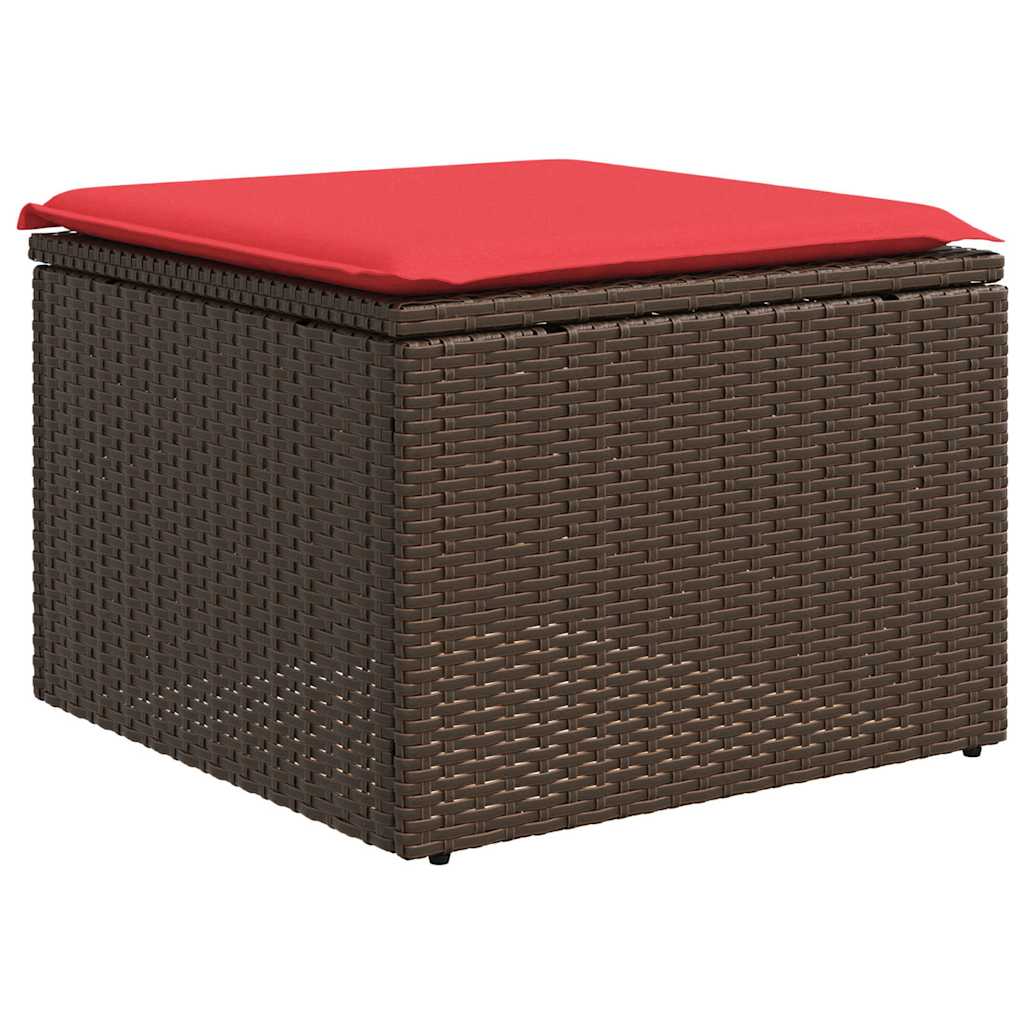 Set Divani da Giardino 7 pz con Cuscini Marrone in Polyrattan