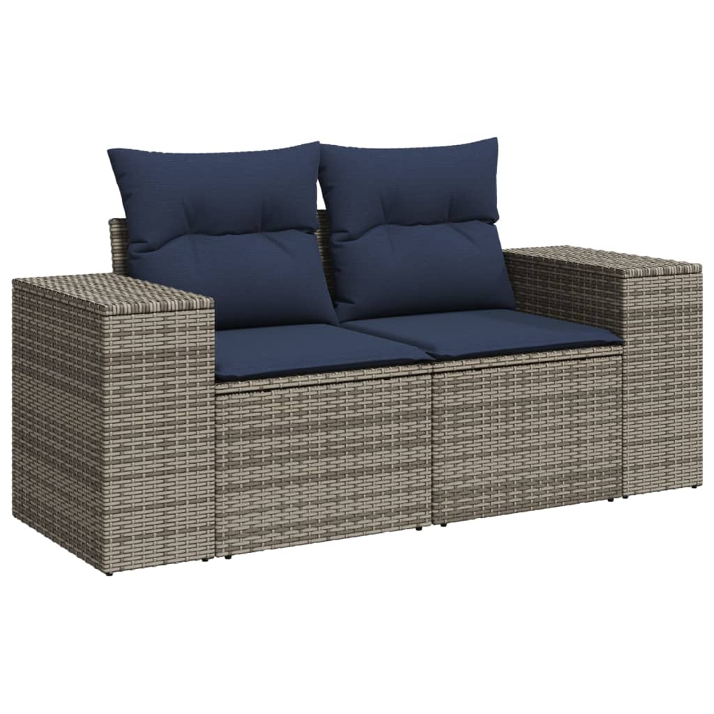 Set Divani da Giardino 6 pz con Cuscini Grigio in Polyrattan