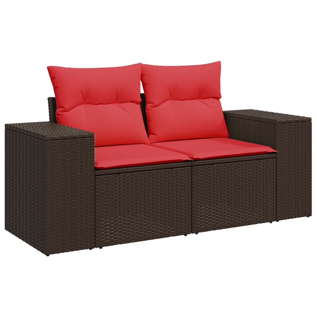 Set Divani da Giardino 6 pz con Cuscini Marrone in Polyrattan