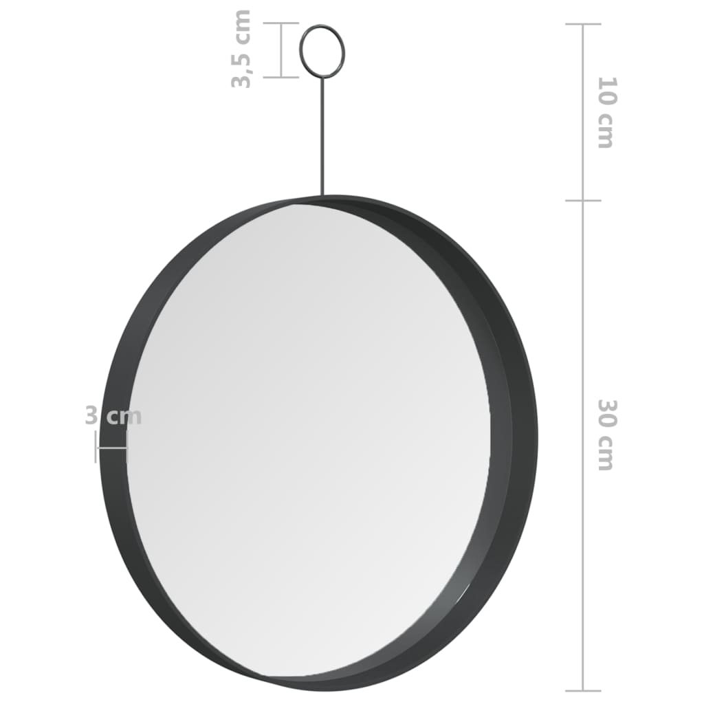 Specchio Sospeso con Gancio Nero 30 cm