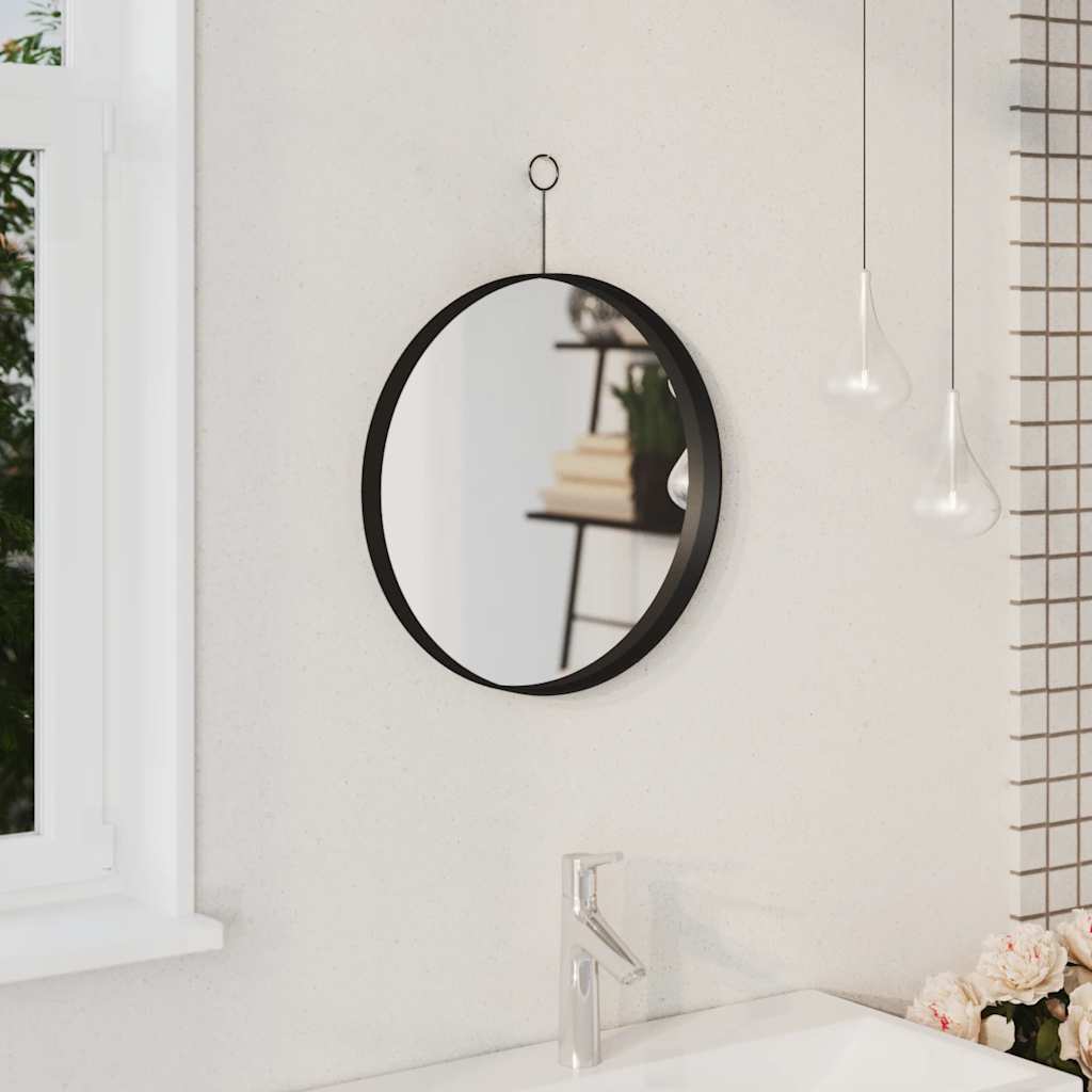 Specchio Sospeso con Gancio Nero 40 cm