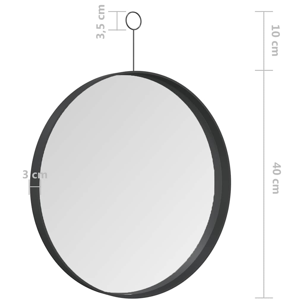 Specchio Sospeso con Gancio Nero 40 cm