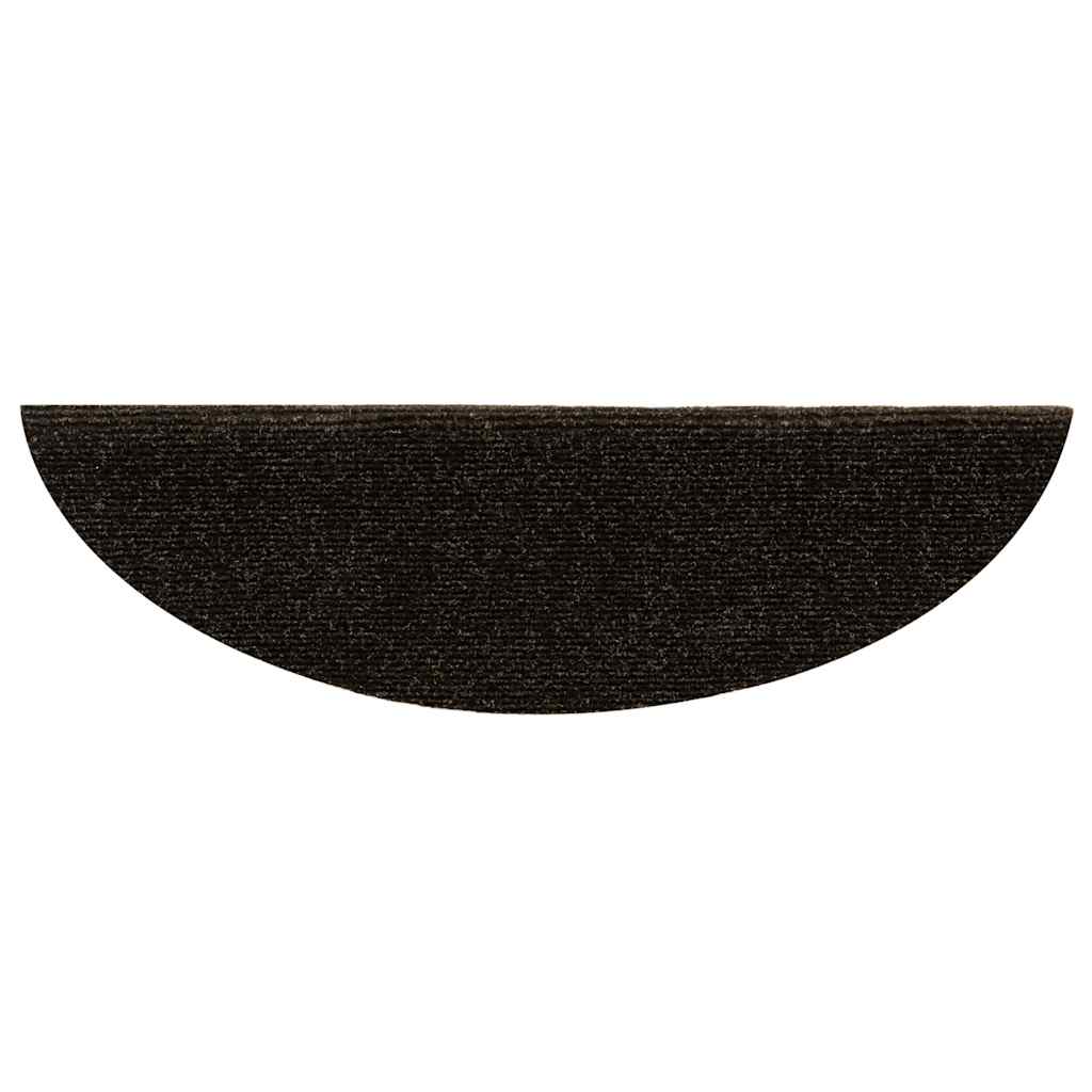Tappetini per scale autoadesivi 15 pz 56x17x3 cm Marrone scuro semicircolari