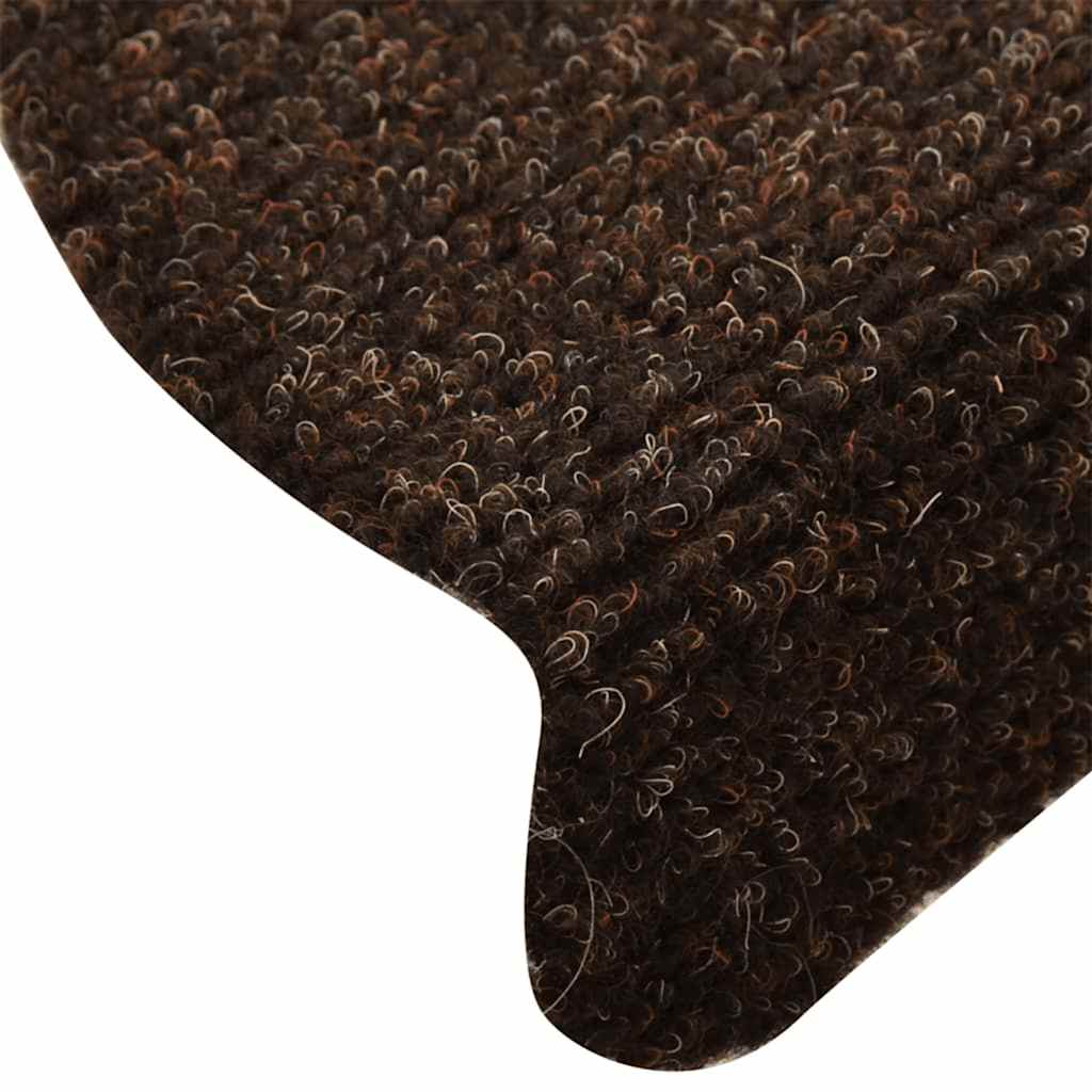 Tappetini per scale autoadesivi 15 pz 65x21x4 cm marrone semicircolari grandi