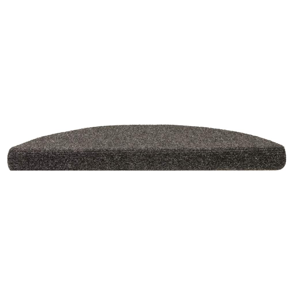 Tappetini per scale autoadesivi 15 pz 56x17x3 cm antracite semicircolari