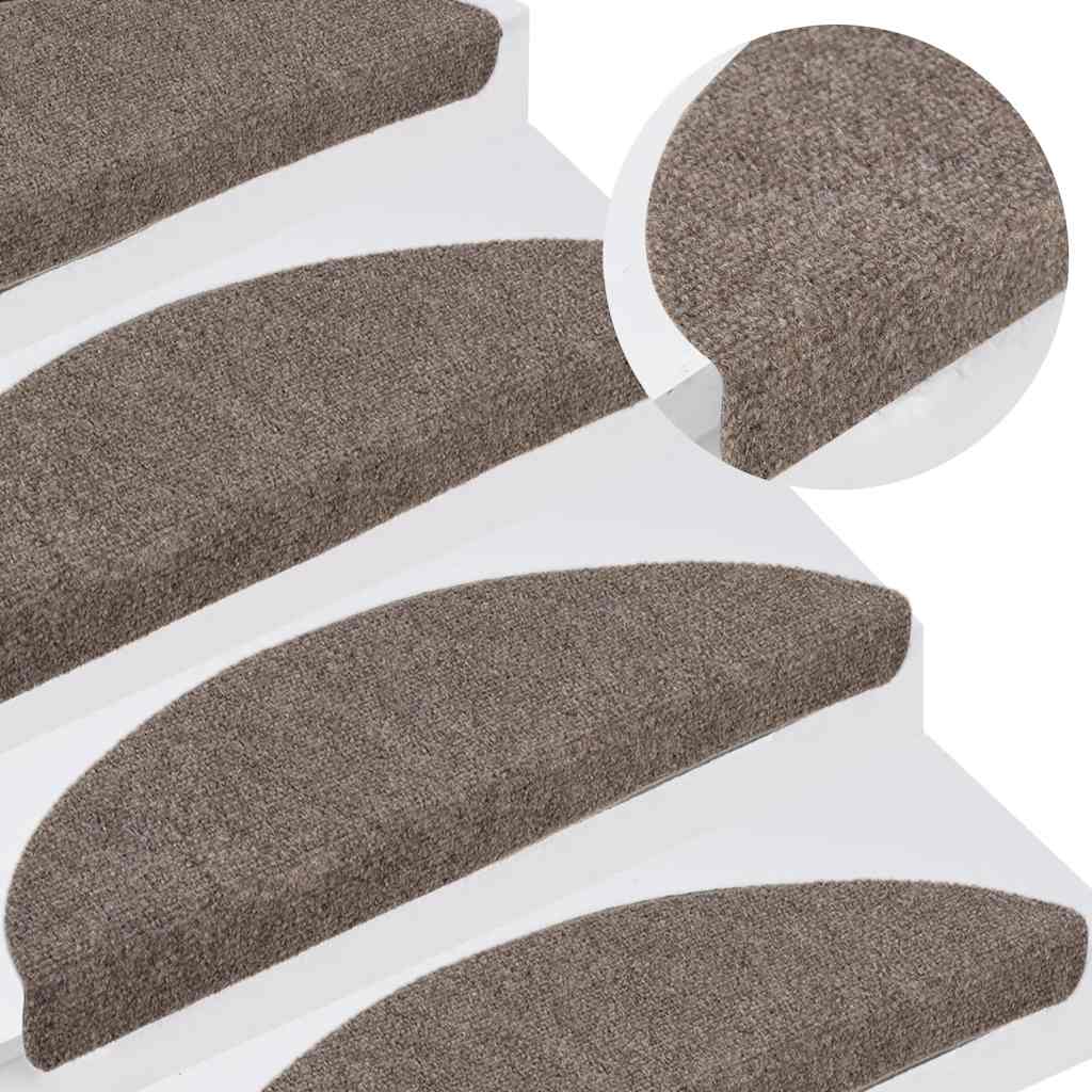 Tappetini per scale autoadesivi 15 pz 65x21x4 cm beige semicircolari grandi