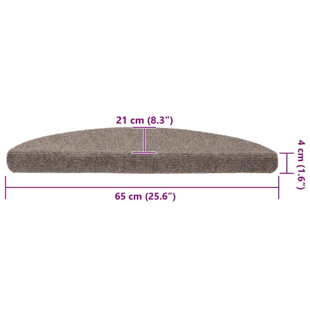 Tappetini per scale autoadesivi 15 pz 65x21x4 cm beige semicircolari grandi