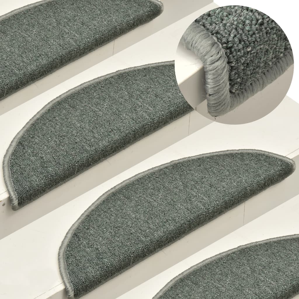 Tappetini per scale 15 pz 56 x 17 x 3 cm Non-Slip Verde Scuro