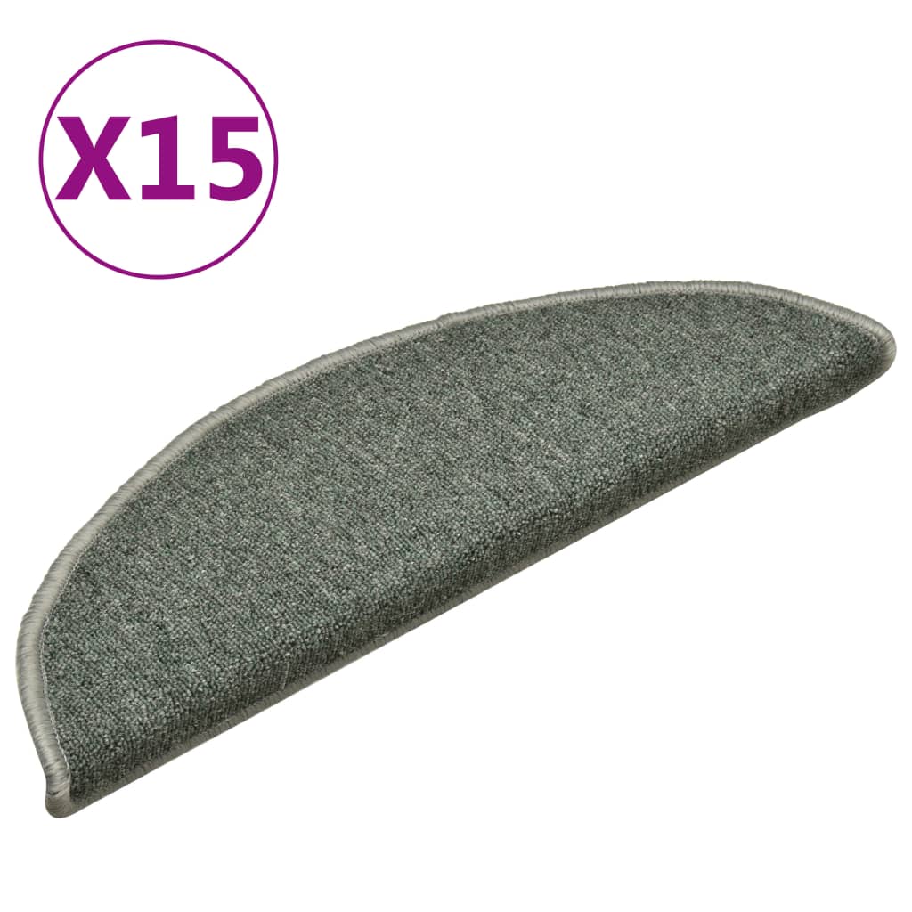 Tappetini per scale 15 pz 56 x 17 x 3 cm Non-Slip Verde Scuro