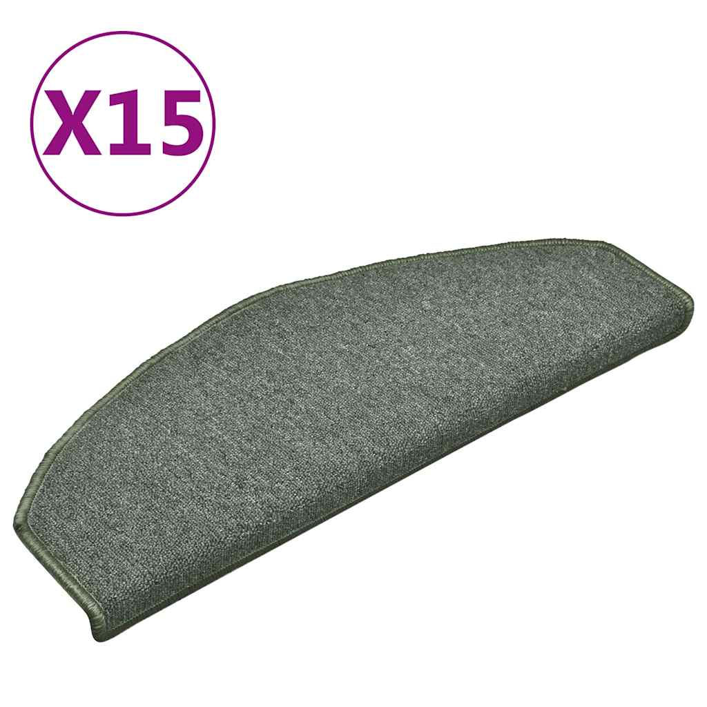 Tappetini per scale 15 pz 65 x 24 x 4 cm Non-Slip Verde Scuro