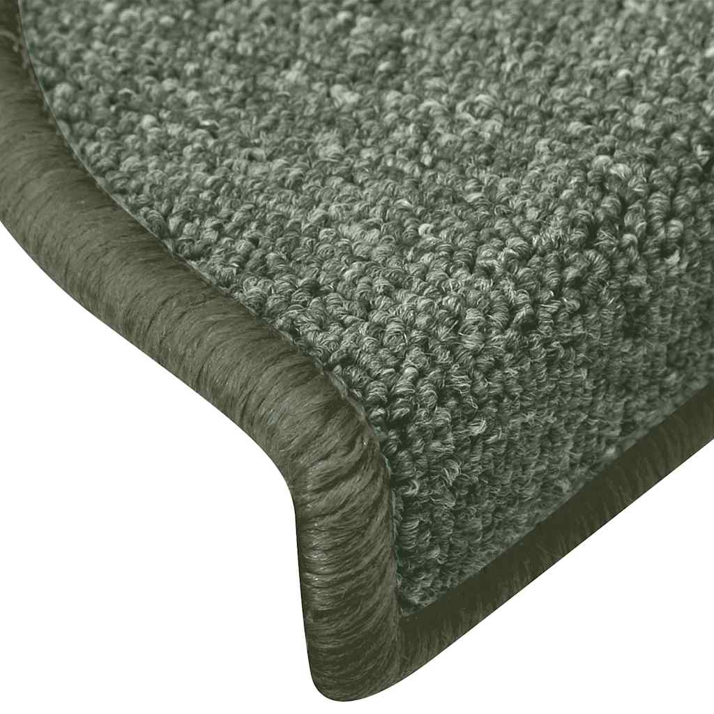 Tappetini per scale 15 pz 65 x 24 x 4 cm Non-Slip Verde Scuro