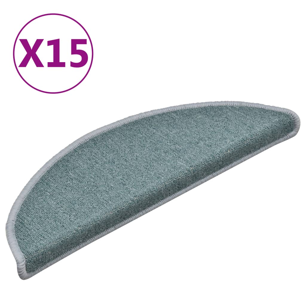 Tappetini per scale 15 pz 56 x 17 x 3 cm Non-Slip Blu mare