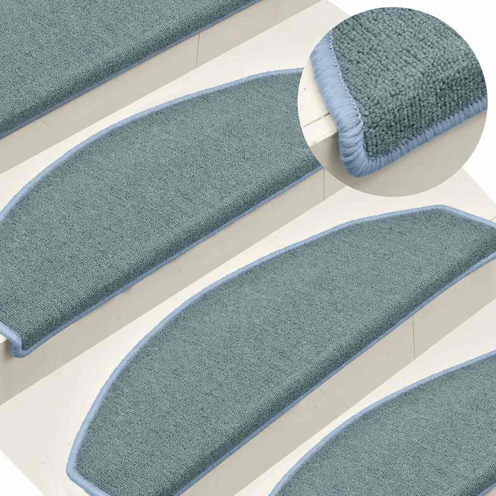 Tappetini per scale 15 pz 65 x 24 x 4 cm Non-Slip Blu mare