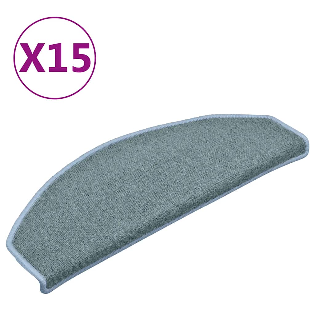 Tappetini per scale 15 pz 65 x 24 x 4 cm Non-Slip Blu mare