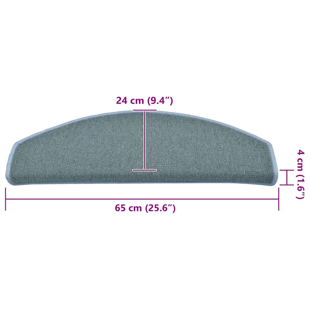 Tappetini per scale 15 pz 65 x 24 x 4 cm Non-Slip Blu mare