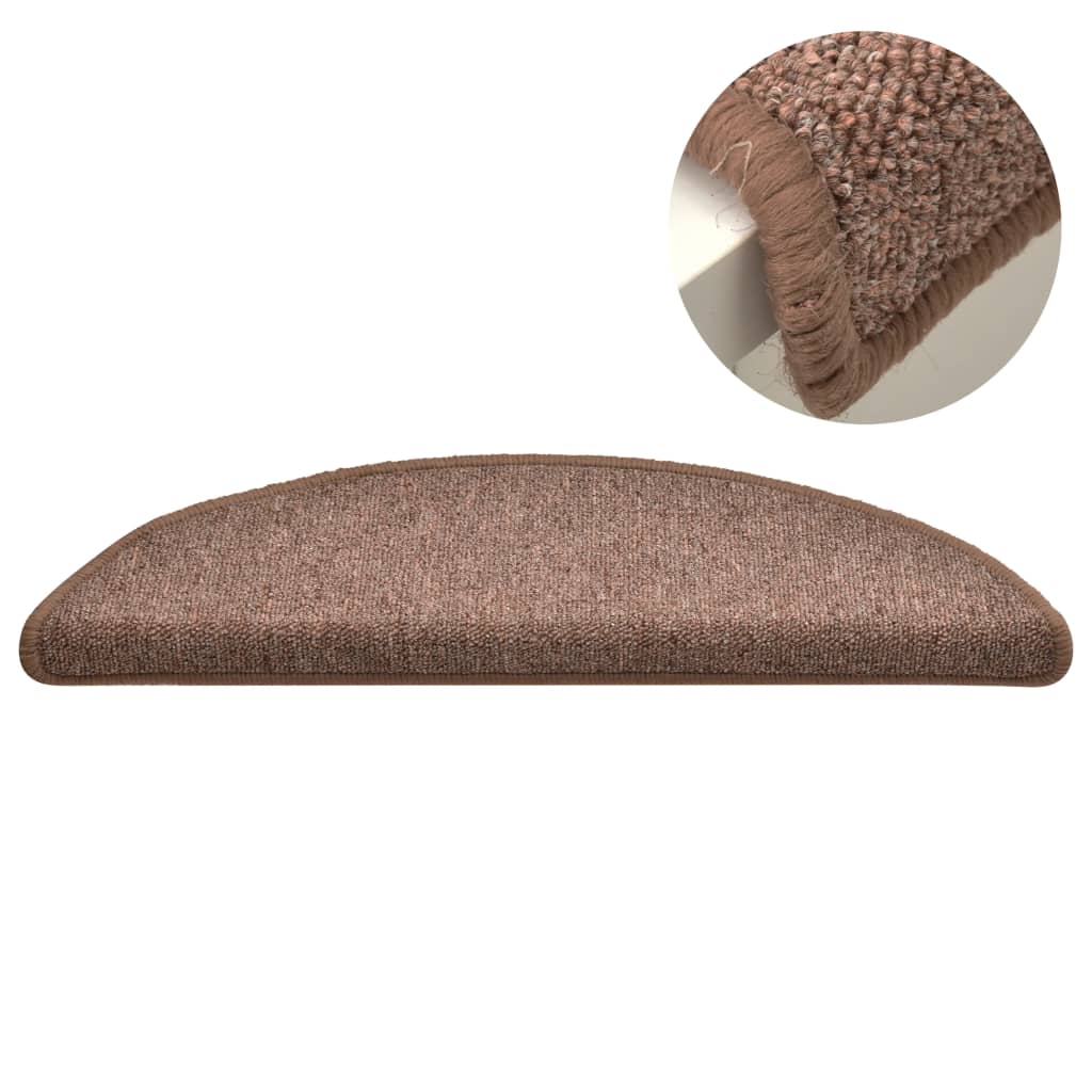 Tappetini per scale 15 pz 56 x 17 x 3 cm Non-Slip Marrone