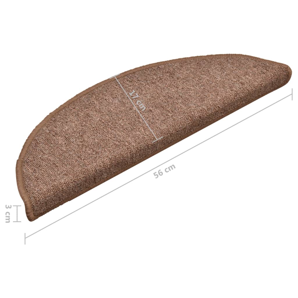 Tappetini per scale 15 pz 56 x 17 x 3 cm Non-Slip Marrone