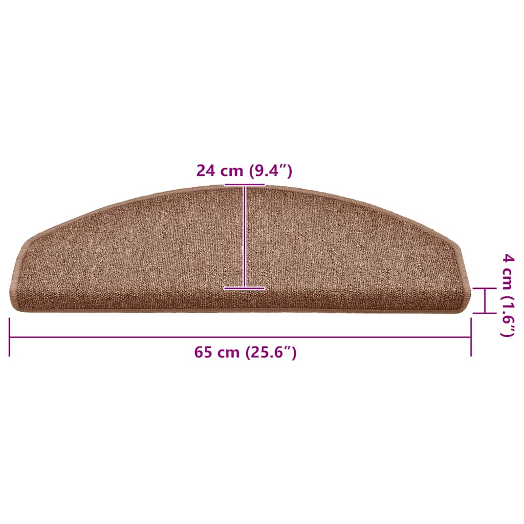 Tappetini per scale 15 pz 65 x 24 x 4 cm Non-Slip Marrone