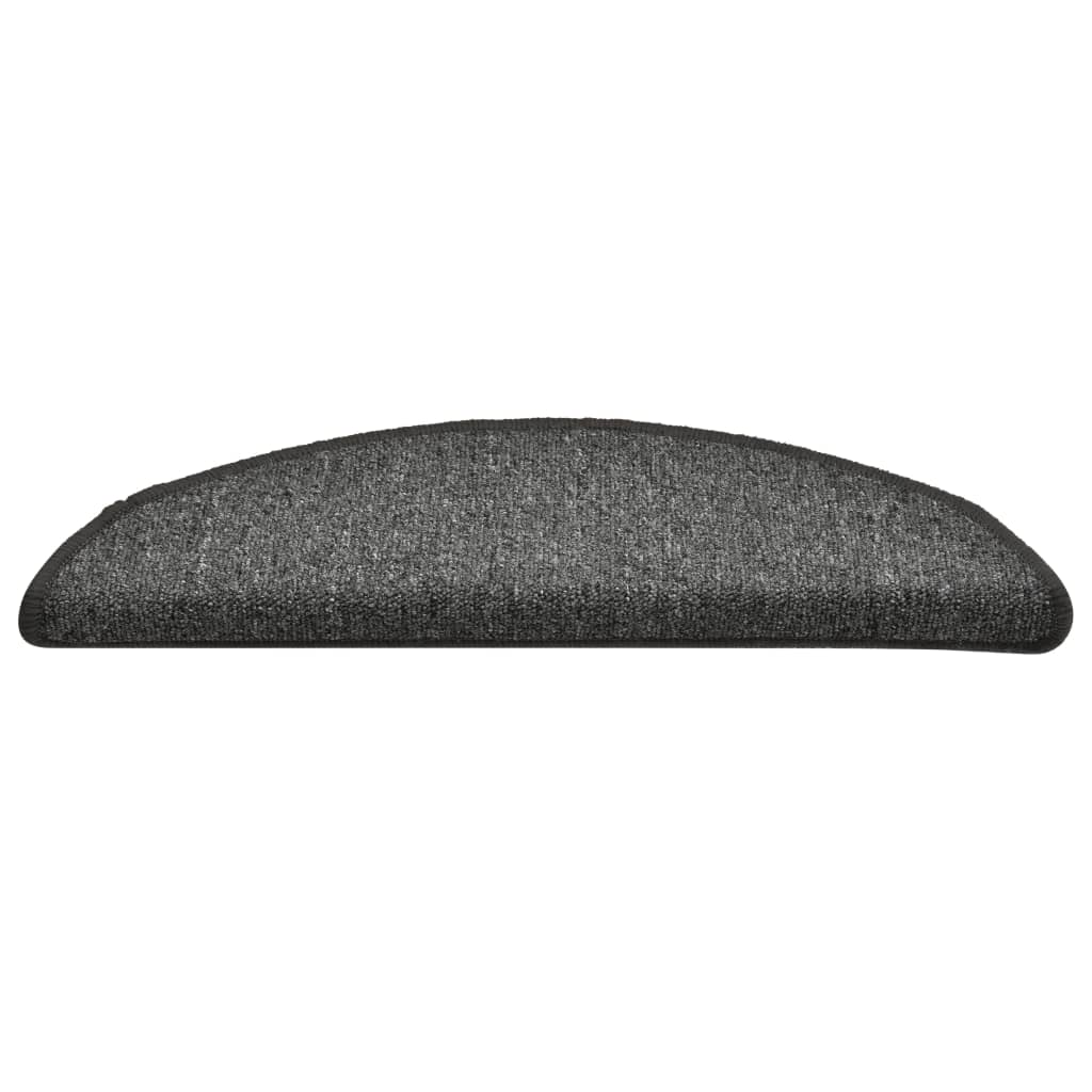 Tappetini per scale 15 pz 56x17x3 cm Grigio e Nero Semicircolari