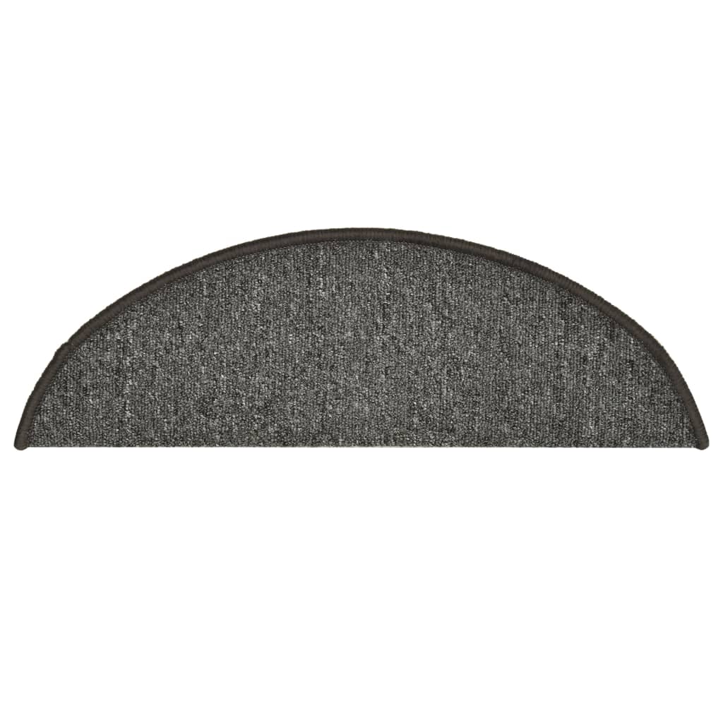 Tappetini per scale 15 pz 56x17x3 cm Grigio e Nero Semicircolari
