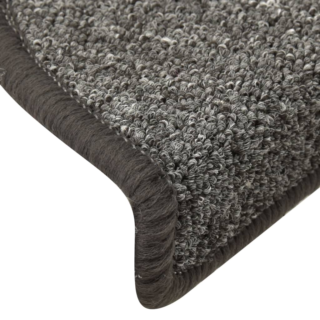 Tappetini per scale 15 pz 56x17x3 cm Grigio e Nero Semicircolari