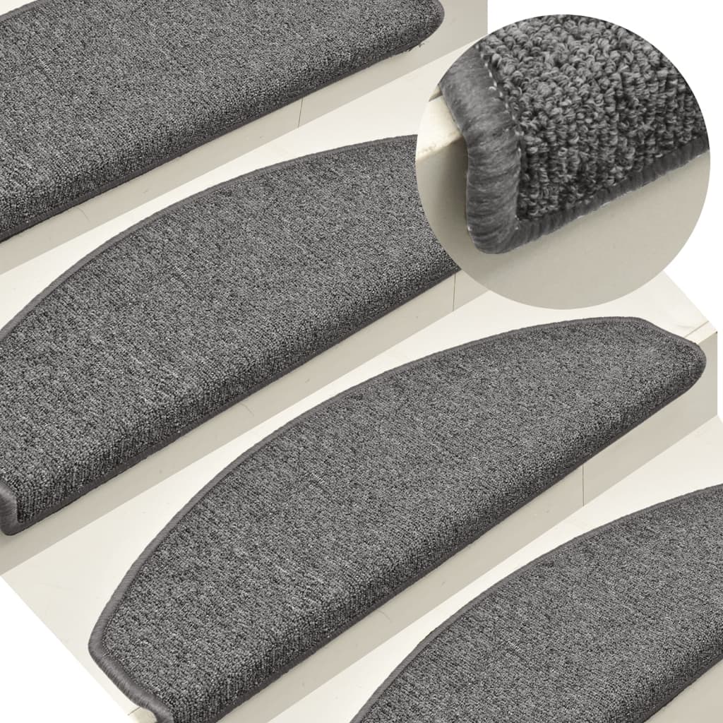 Tappetini per scale 15 pz 65x24x4 cm Grigio e Nero Semicircolari Grandi