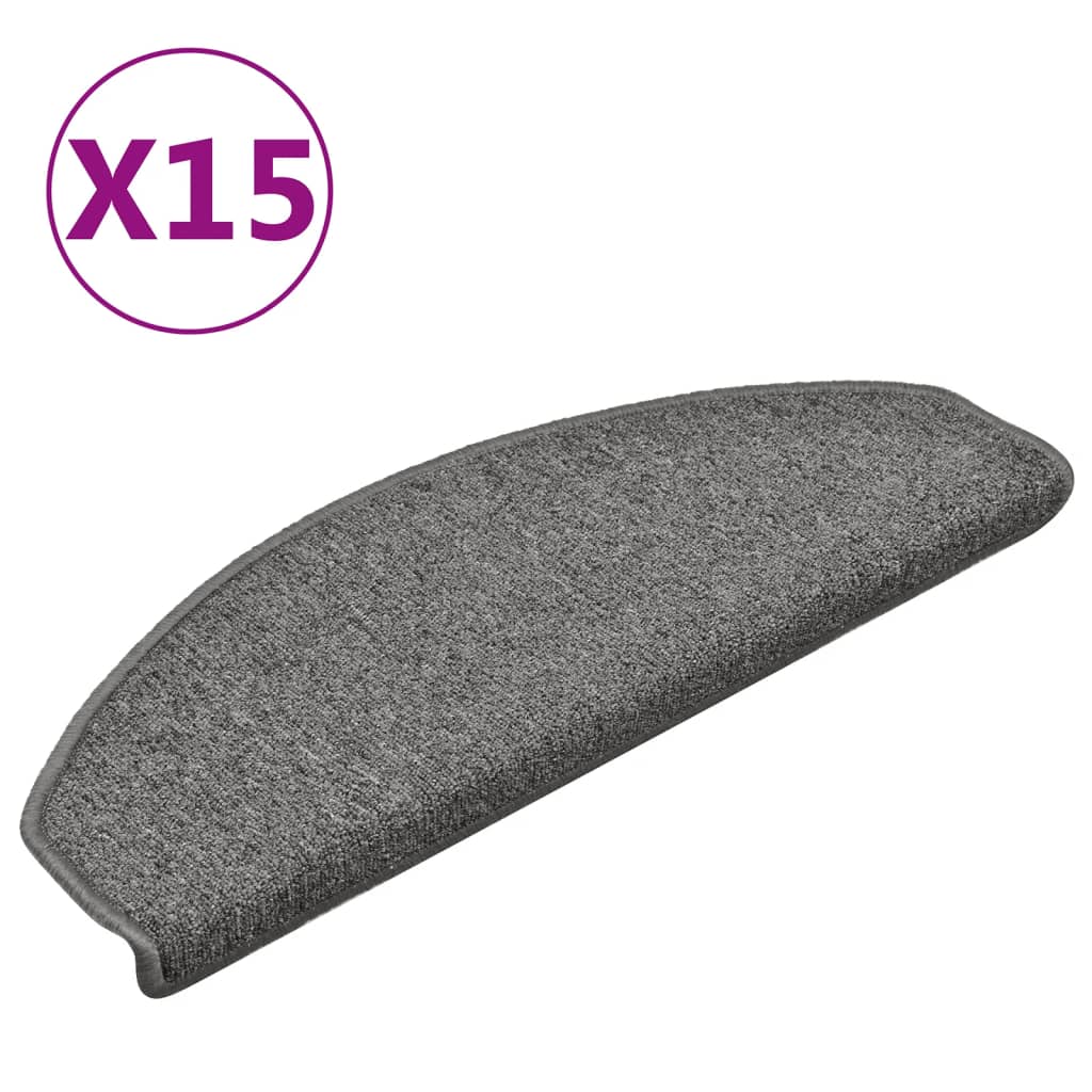 Tappetini per scale 15 pz 65x24x4 cm Grigio e Nero Semicircolari Grandi