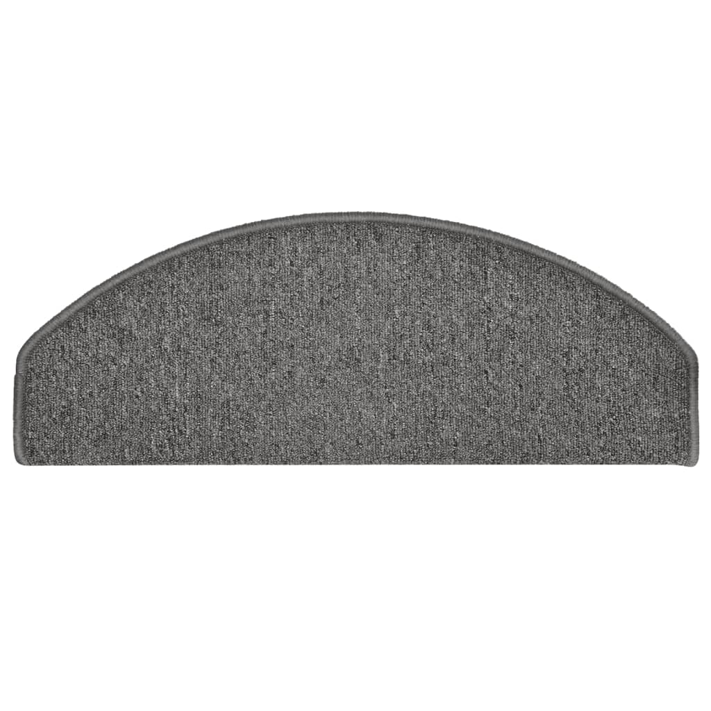 Tappetini per scale 15 pz 65x24x4 cm Grigio e Nero Semicircolari Grandi